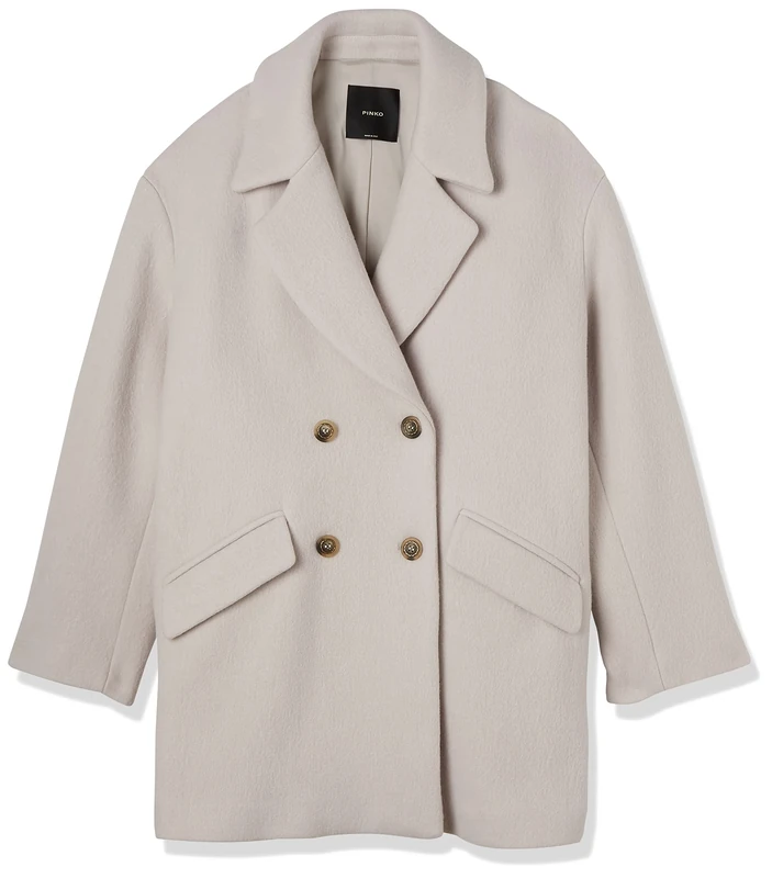 Pinko Women's Doves Caban Washed Cloth Pea Coat, I09_White, UK 10