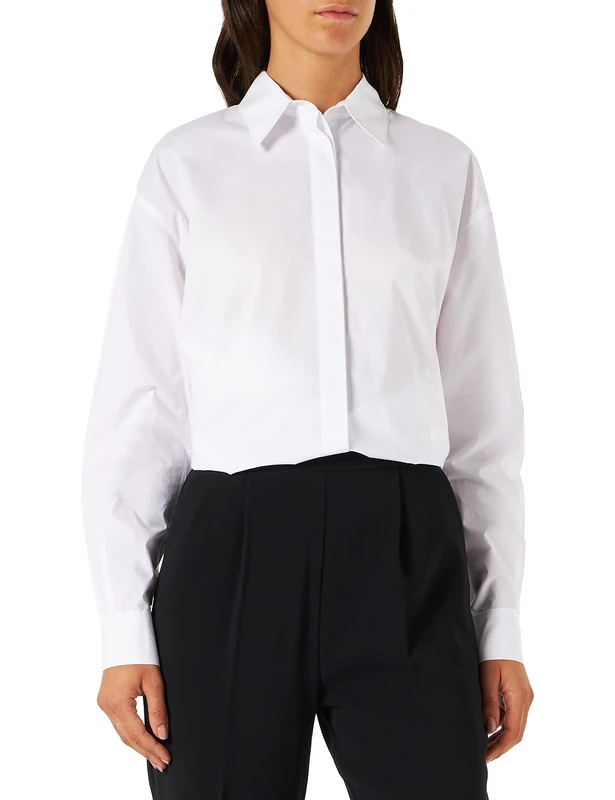 Pinko Women's Bridport 2 Poplin Shirt, Z04_White Brill, 12 (M)