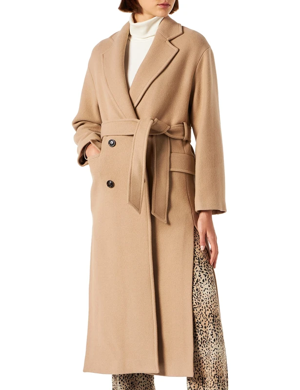 Pinko Women's Giacomo 7 Coat Cloth, C97_Beige-Mink Silver, UK 16