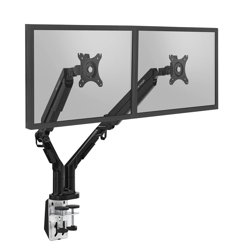 Vantage Premium Duo Monitor Bracket (VESA 75 & 100, 2x 3-12 kg, for 17-32 Inch Screens, with Gas Lift, Rotatable, Tilting, Swivelling) Black