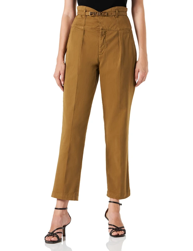 Pinko Women's Ariel 32 Bustier PJ767 GABARDI Pants, V66_Castoro, 33