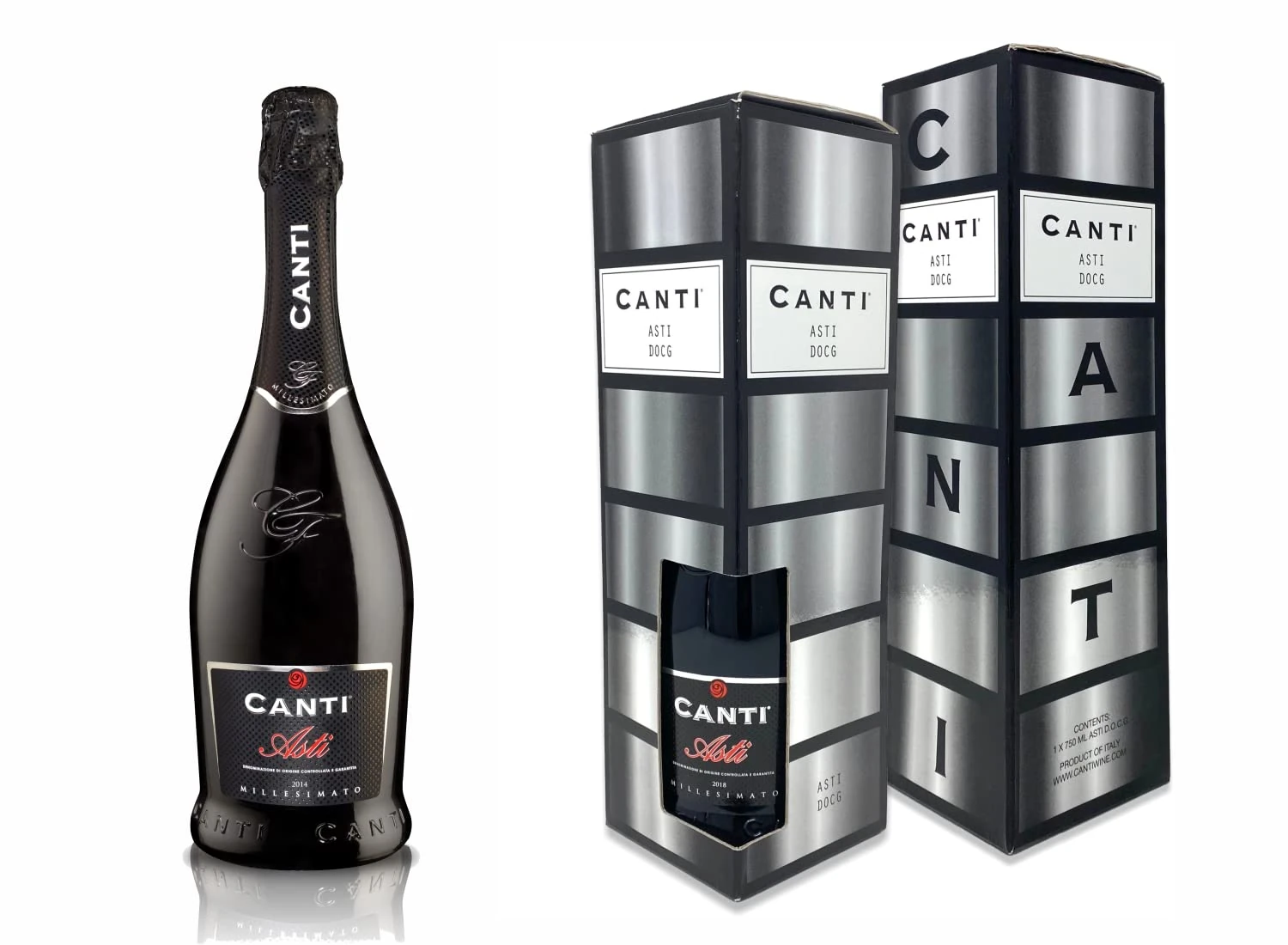 Canti -ASTI D.O.C.G. Millesimato, Spumante White Sparkling Wine, Moscato d'Asti 7%, Gift Pack, Italian Grape Variety from Piemonte, Fruity and Aromatic Taste, 1x750 ml