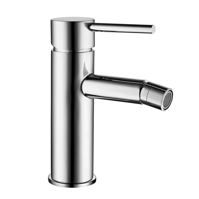 ZUÑ Bidet Single-Lever Mixer Tap Stylish Rounded Design Brass Shiny Chrome Finish Includes Hardware, Hoses and Cartridge