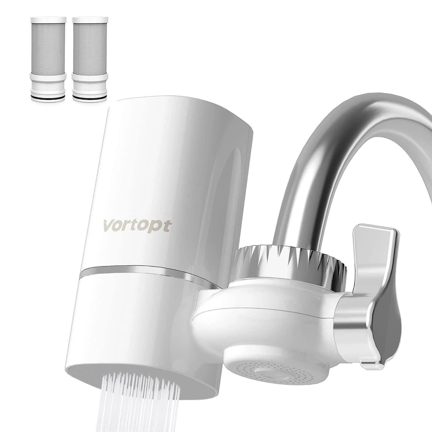 Vortopt Faucet Water Filter for Kitchen Sink - NSF Certified 1515 Liters Water Purifier for Faucet,Long-Life Tap Water Filter, Reduces Lead, Chlorine and Bad Taste,T1 (2 Filters)