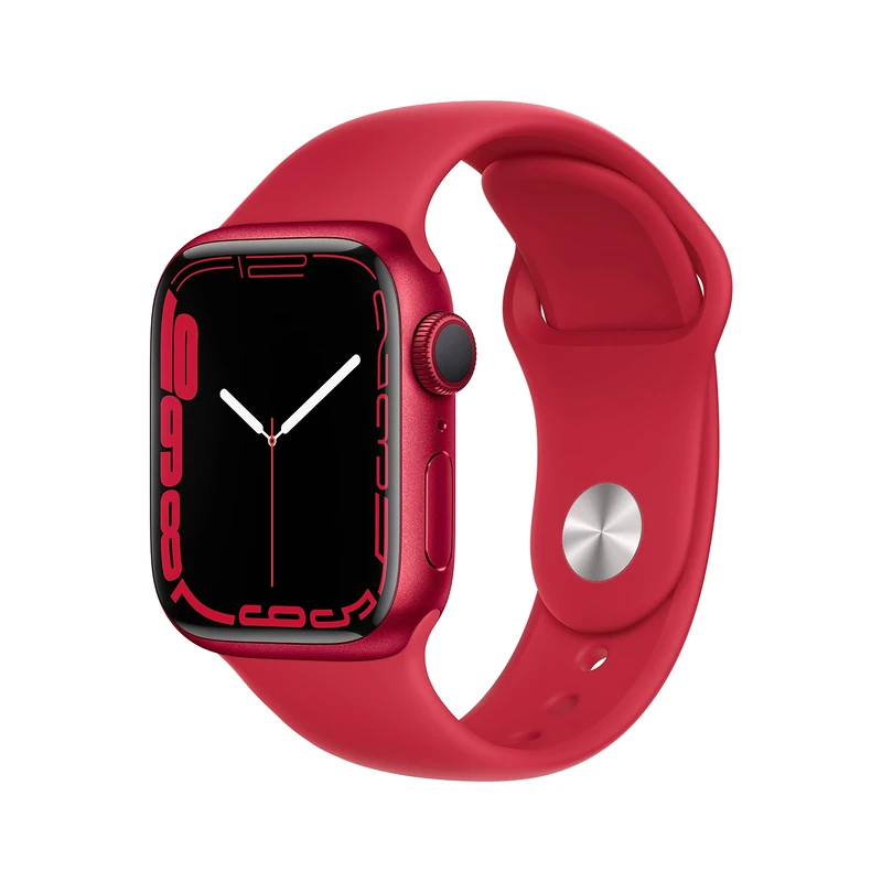 Apple Watch Series 7 GPS 41mm Red Case - Red Sport Band - Renewed