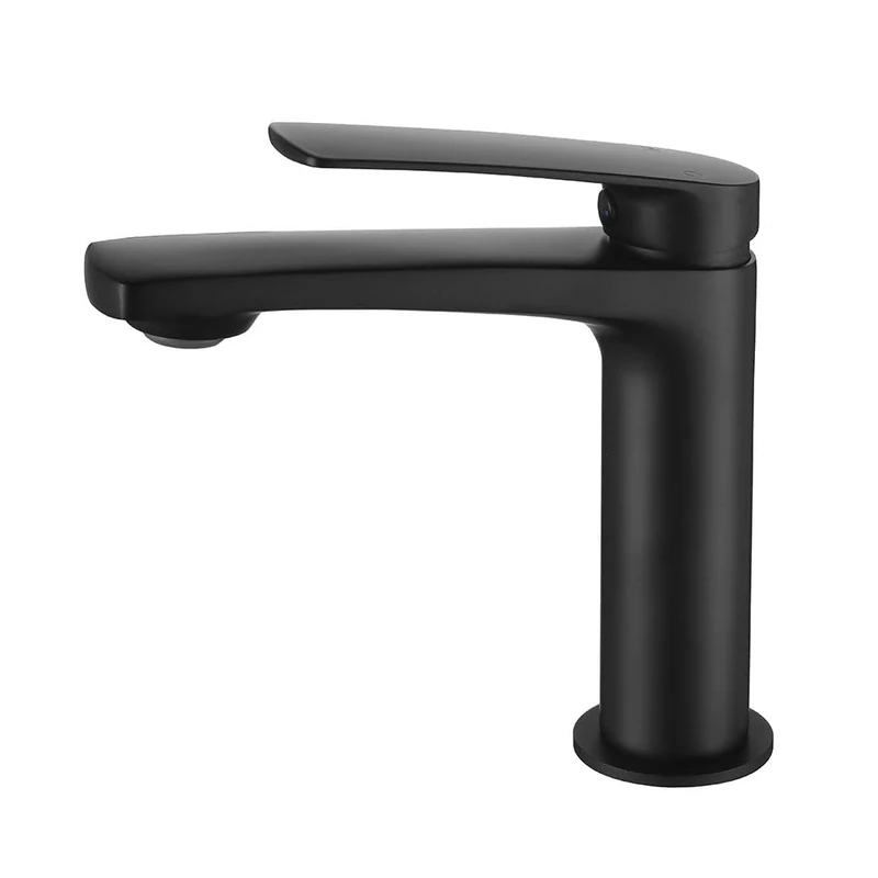 DAK Black Basin Mixer Tap Stylish Rounded Brass Matte Black Finish Includes Hardware, Hose and Cartridge