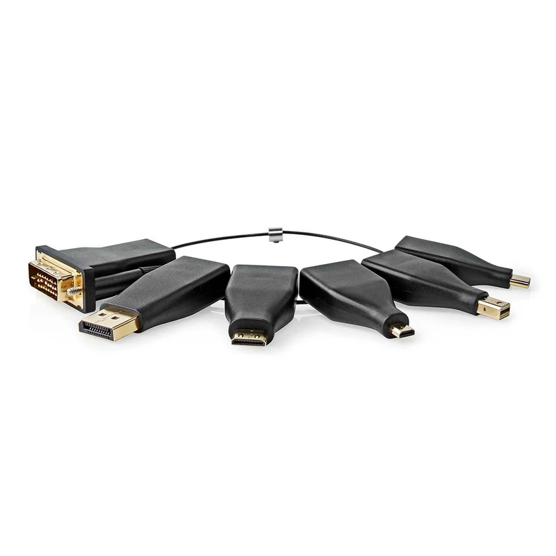 NEDIS HDMI™ Adapter Ring, Gold-Plated, 4K@60Hz - Multi-Format Connector Key Ring with DVI-D, DisplayPort, USB-C, Mini DisplayPort, Mini & Micro HDMI™ Output
