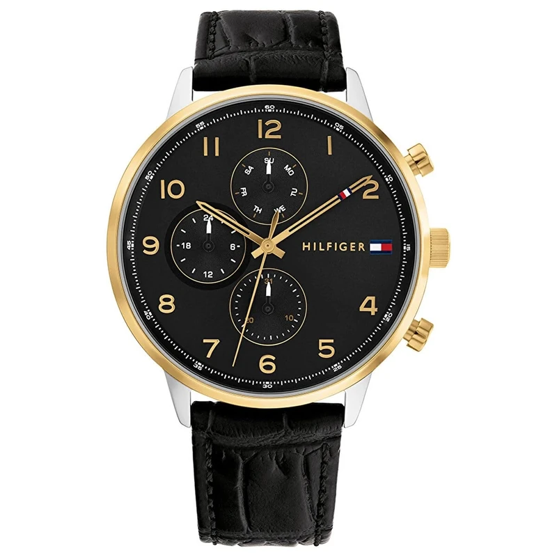 Tommy Hilfiger Analogue Multifunction Quartz Watch for Men with Black Leather Strap - 1791986