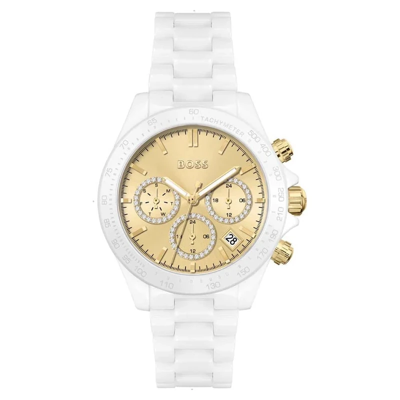 BOSS Analogue Multifunction Quartz Watch for Women with White Ceramic Bracelet - 1502631