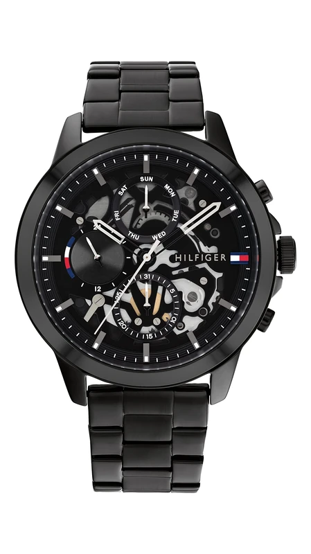 Tommy Hilfiger Analogue Multifunction Quartz Watch for Men with Black Stainless Steel Bracelet - 1710478