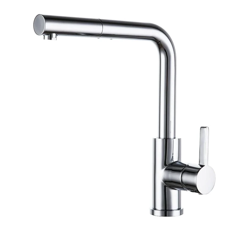 ZIE Pull Out Flexible Kitchen Sink Mixer Tap with Cold Opening All Brass Chrome Plated Glossy