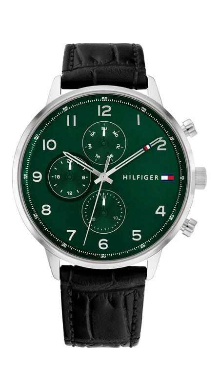 Tommy Hilfiger Analogue Multifunction Quartz Watch for Men with Black Leather Strap - 1791985