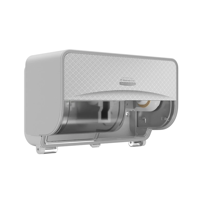 Kimberly-Clark Professional ICON™ Coreless Standard Roll Toilet Paper Dispenser 2 Roll Horizontal (53698), with Silver Mosaic Design Faceplate; 1 Dispenser and Faceplate per Case