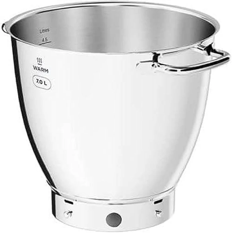 Kenwood KAB71.002SS Stainless Steel Bowl, Accessory for Titanium Chef Patissier XL Food Processor, EasyWarm Mixing Bowl with 7 Litre Capacity and Practical Handles, Dishwasher Safe, Stainless Steel