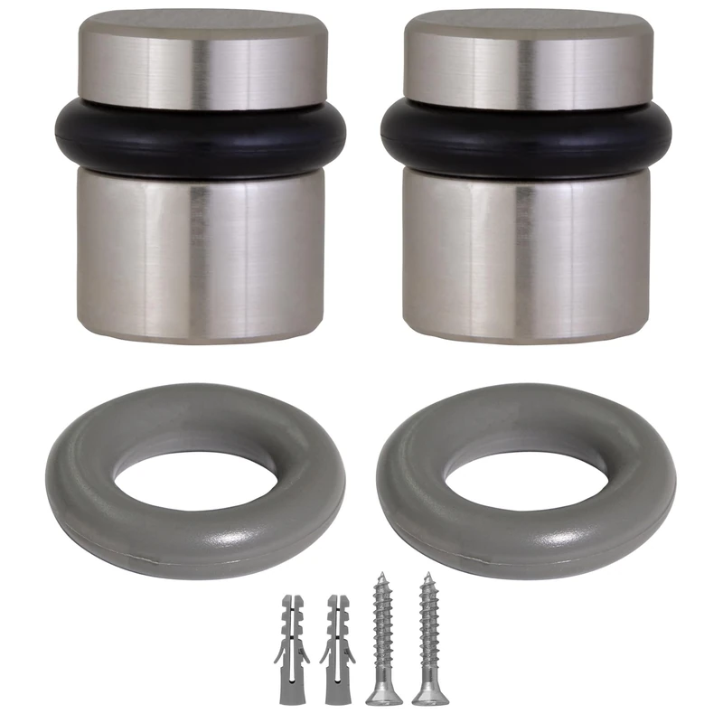 Design House 189332-SN Cylindrical Door Stop, 2-Pack, Satin Nickel, 2 Pack - Image 1