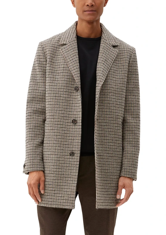 s.Oliver Men's Mantel langarm, beige check, XXL