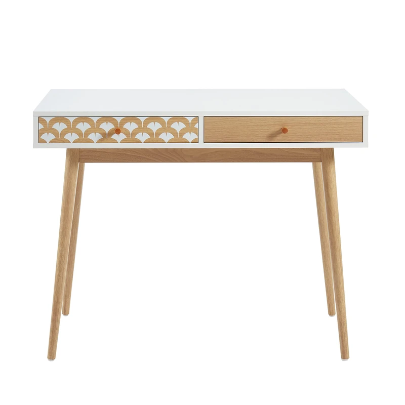 BAÏTA UTAH Desk White & Oak Effect 100cm