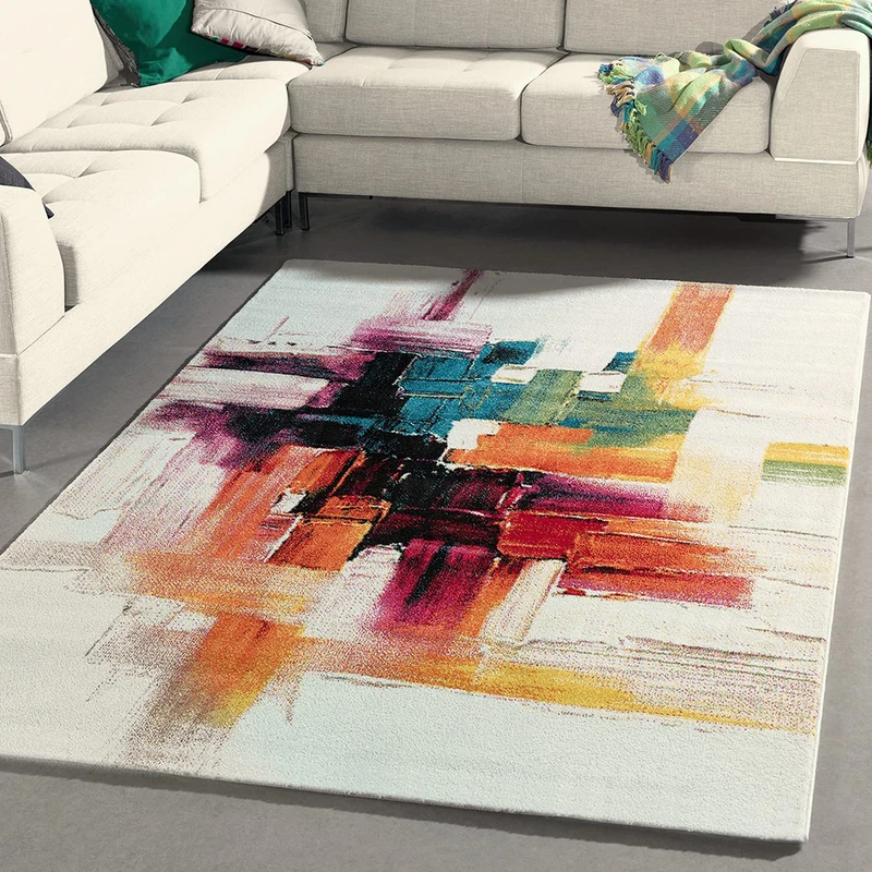 Mia's Teppiche Emerald Modern Designer Rug Brush Stroke Motif Multi-Coloured 120 x 170 cm - Image 1