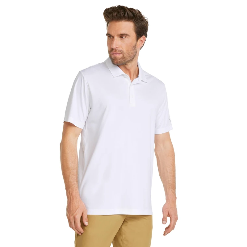 Puma Men's Gamer Polo Button Down Shirt, Bright White, XXL