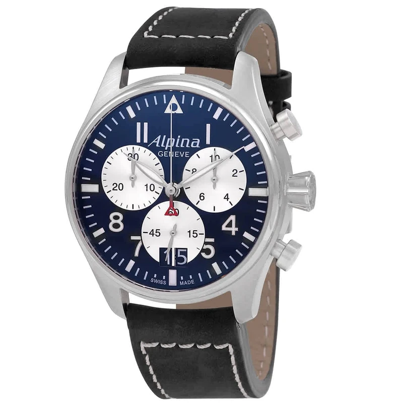 Alpina Men's Analogue Quartz Watch with Leather Strap AL-372NS4S6, Blue, Strap.