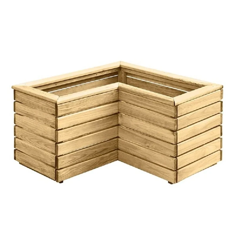 Forest Garden Linear Corner Planter 80CM, Natural Timber