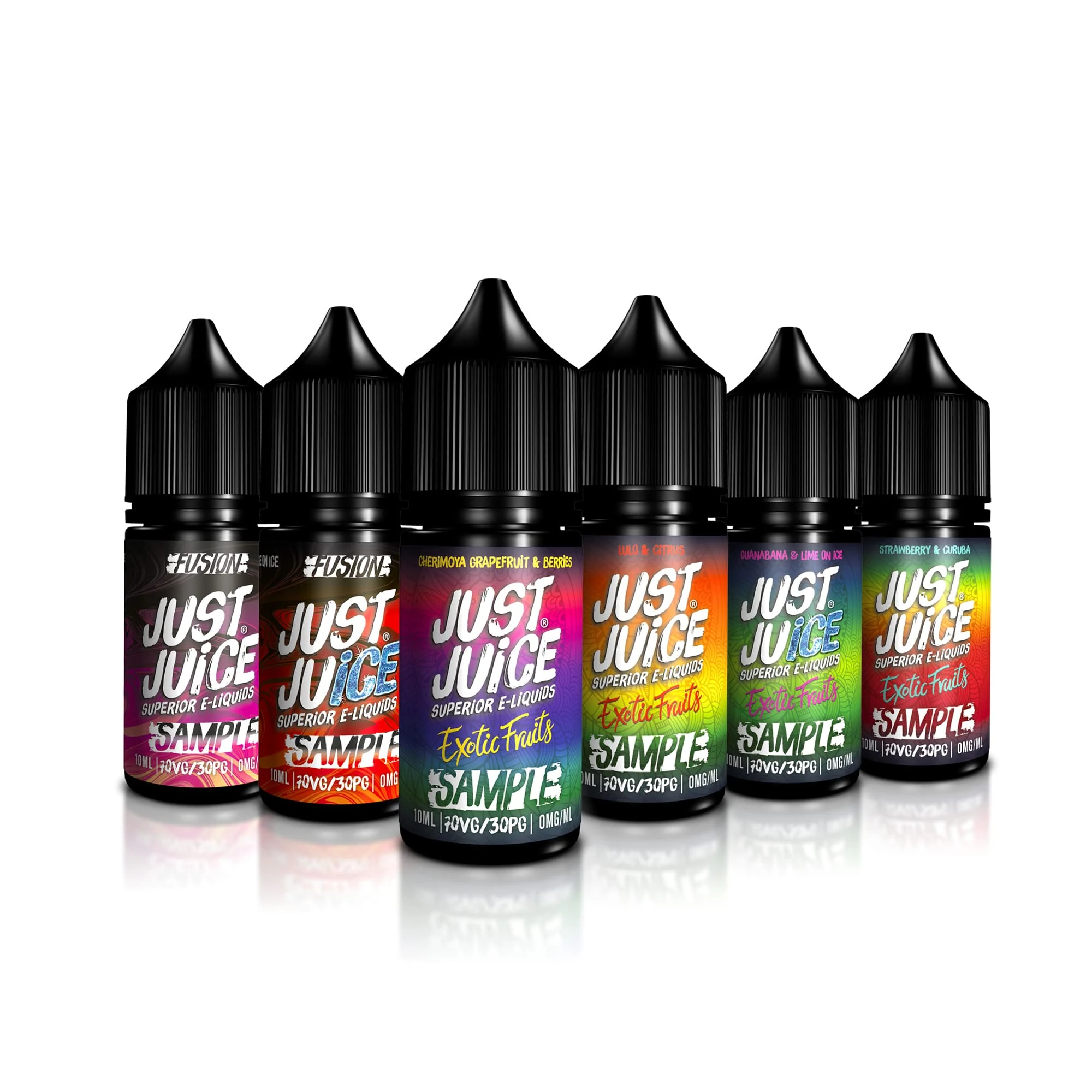 Just Juice Fruity Exotics & Fusion E Liquid Variety Pack, Find a Favourite Tasty Eliquid Flavour, 0Mg, No Nicotine, Nic Free E-Liquid Multipack, 70/30 VG/PG, 6x 10ml