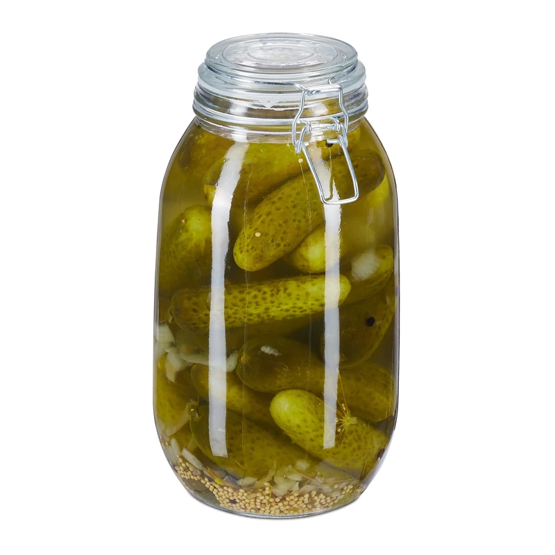 Relaxdays Glass Preserving Jar, 3 Litre, with Clip Top Lid, For Pickling, Canning & Pantry Storage, Transparent