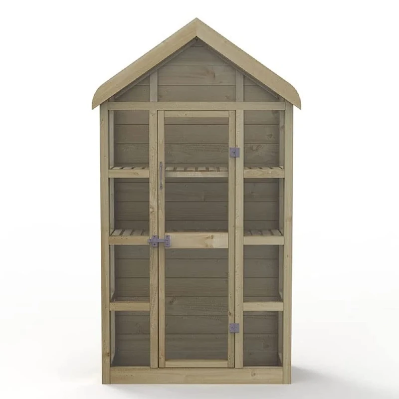 Forest Garden Georgian Wall Greenhouse with Auto Vent, Green/Natural timber