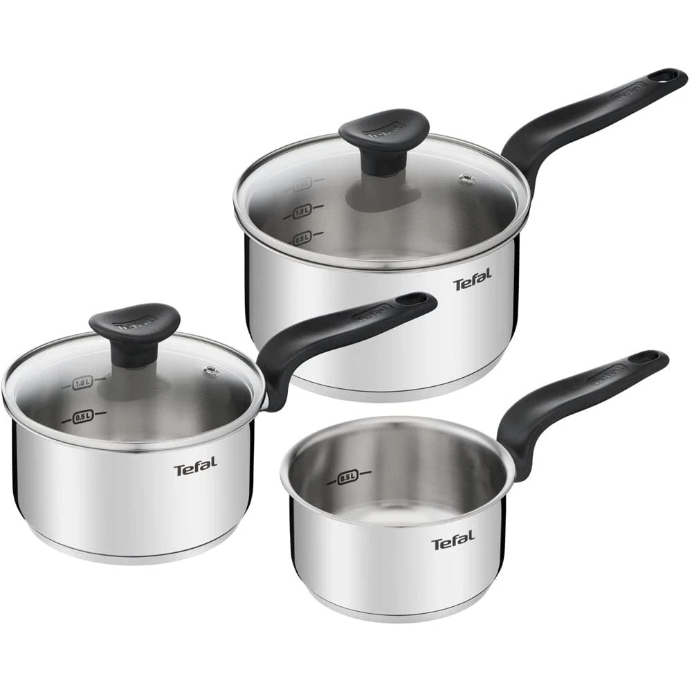 Tefal Primary Stainless Steel 3 pcs Induction Saucepan Set