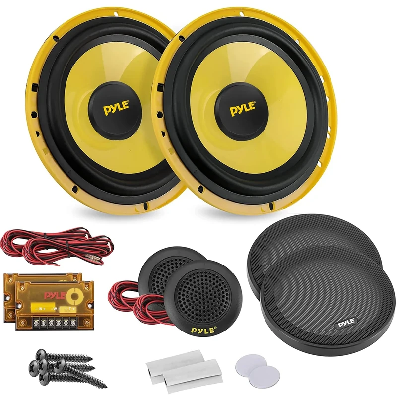 Car Midbass Speaker System - Pro 8" 600W 4 Ohm Mid-Bass Component Woofer Audio Sound Speakers for Car Stereo w/ 40oz Magnet, Tweeters, Grills, 45Hz-4KHz Frequency, 3.1” Mount Depth - PLG8C (Pair)