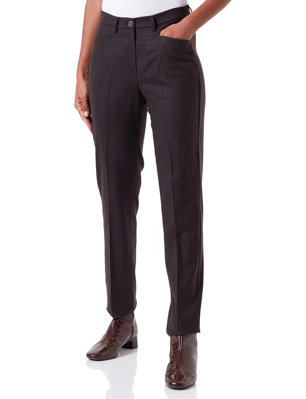 Raphaela by Brax Women's Pauline Modern Wool Flannel, Magic Waist Trouser, Dunkelbraun, 27W x 30L