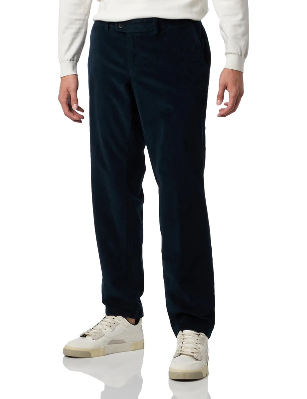 Eurex by Brax Men's Thilo Flex Cord Relax Trousers, Flat Front, Navy, 42 W/32 L