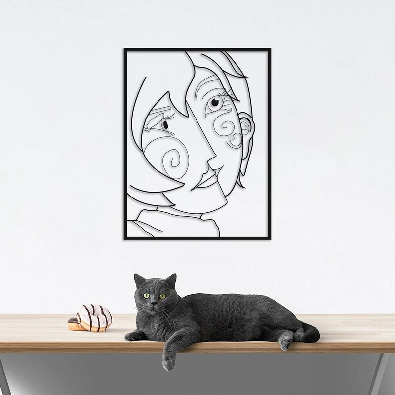DV DECOVIENO Picasso Series Metal Wall Decor, Minimalist Decor, Metal Wall Art, Home Wall Hangings, Geometric WallArt, Home Art Decoration, Gift, Black, Dimension (60 x 46cm) - Image 1