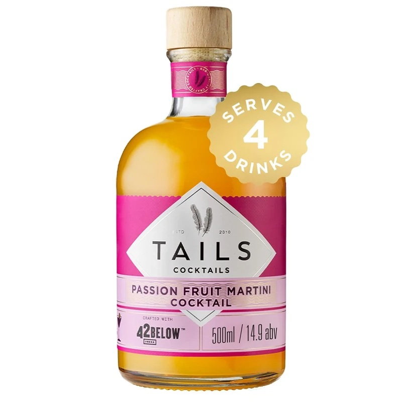 TAILS Cocktails Passion Fruit Martini Cocktail, 14.9% ABV, 50cl / 500ml, Ready to Drink Premixed Vodka Cocktail