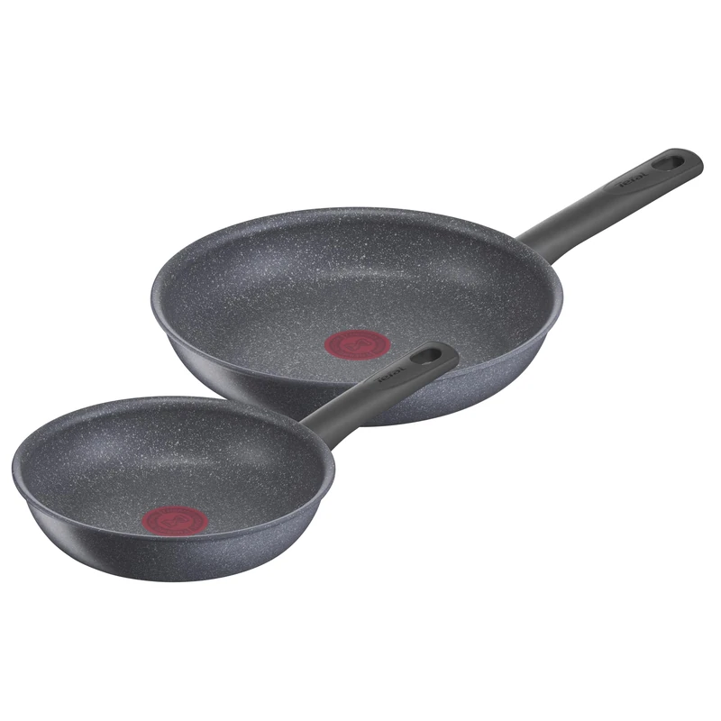 Tefal Natural On G2809172 Set of 2 Pans 20/26 cm Non-Stick Coating, Thermal Signal Function, Healthy Cooking, Environmentally Friendly Packaging, Safe Kitchen Utensils, Pan Cooker, Induction
