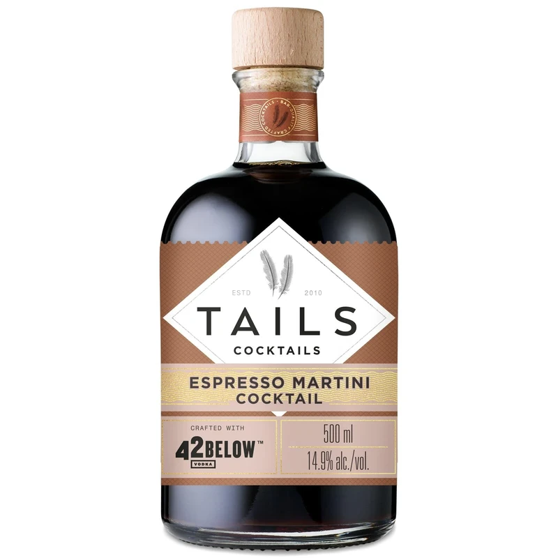 TAILS Cocktails Espresso Martini Cocktail, 14.9% ABV, 50cl / 500ml, Ready to Drink Premixed Vodka Cocktail