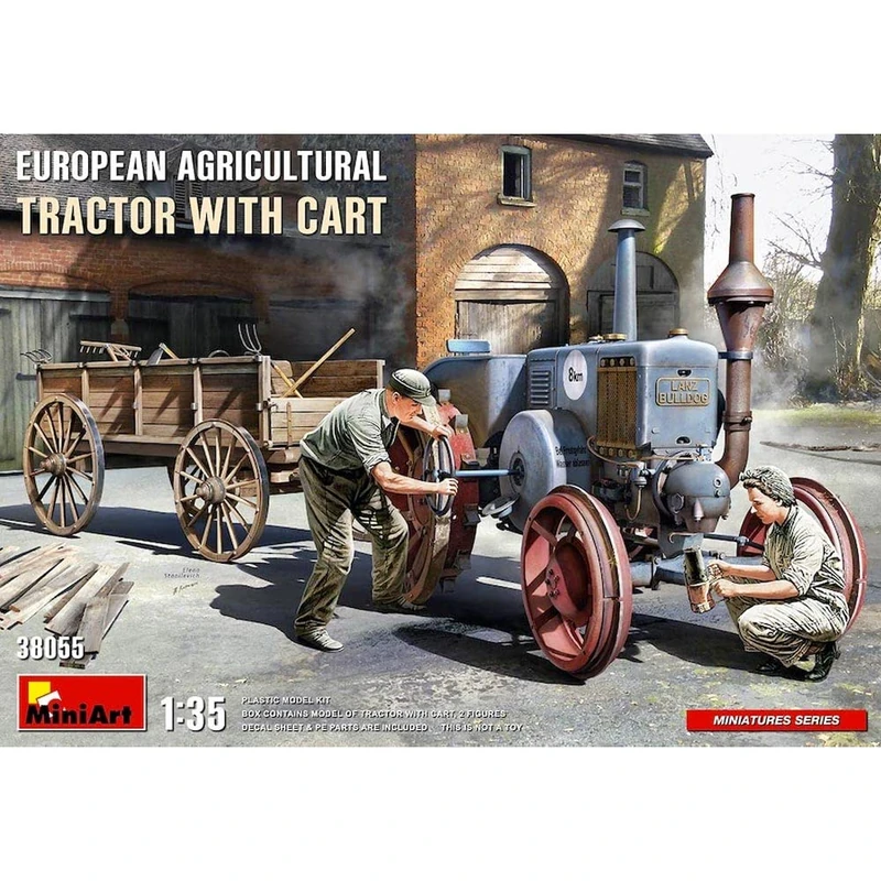 Miniart 1:35 European Agricultural Tractor with Cart Model Kit