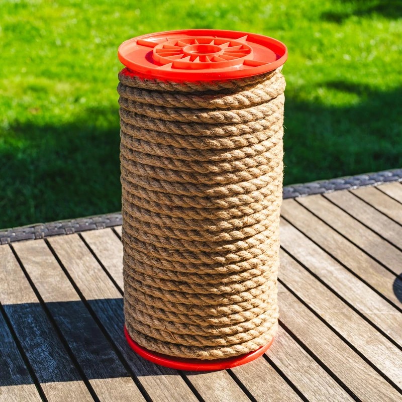 HELPMATE – Natural Hemp Rope – Crafts & Packaging – 100% Fiber – Biodegradable – Jute Alternative (14 mm x 50 m)