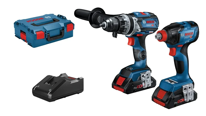 Bosch Professional 18V System Cordless Combi Set: Impact Driver GDR 18V-210 C + Combi Drill GSB 18V-110 C (incl. 2X ProCORE18V 4.0Ah Batteries, Charger GAL 18V-40, L-BOXX 136)