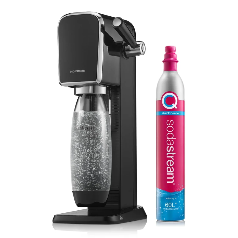 SodaStream - Art Sparkling Water Maker, Retro Design, Quick Connect CO2 system, Includes 60L Gas Cylinder, BPA-Free 1L Bottle, Black