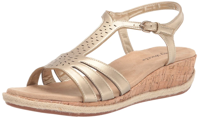 Easy Street Women's Dorinda Wedge Sandal, Gold, 7.5 UK - Image 1