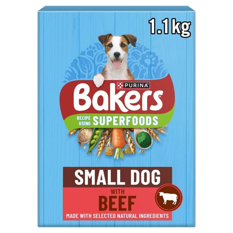 BAKERS Superfoods Small Dog Adult Dry Dog Food Beef 1.1kg (Pack of 5)