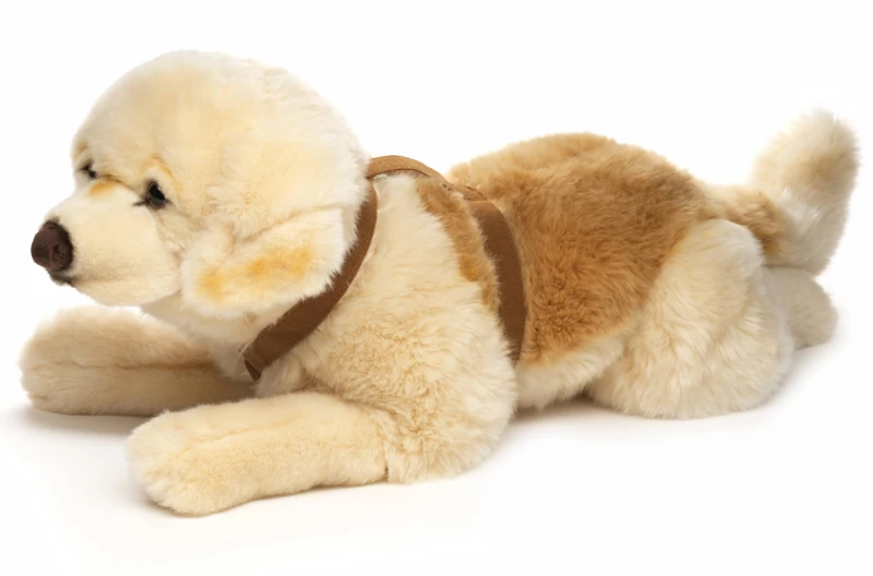 Uni-Toys - Golden Retriever, Lying Down - With Harness - 60 cm (Length) - Plush Dog - Plush Toy, Cuddly Toy