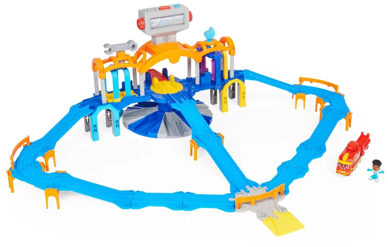 Mighty Express Mission Station Playset - with Push-and-Go Train Cargo Nick, Toy Figure Max, Light and Sound Effects, from 3 Years