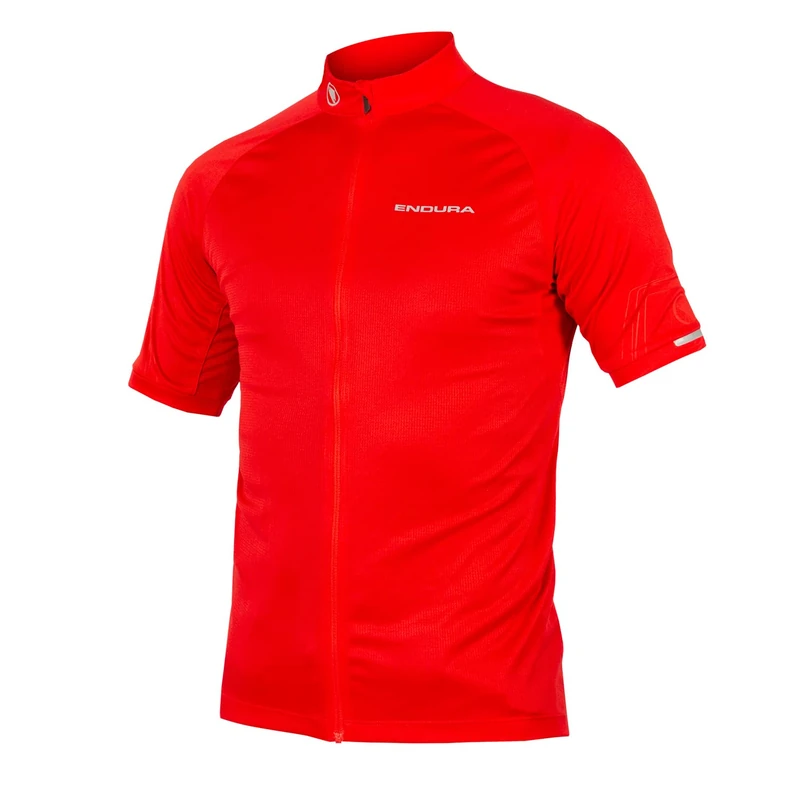 Endura Xtract Shortsleeve Cycling Jersey II | Quick-Dry | Reflective Logos | Silicone Grip Jersey, Red, XL
