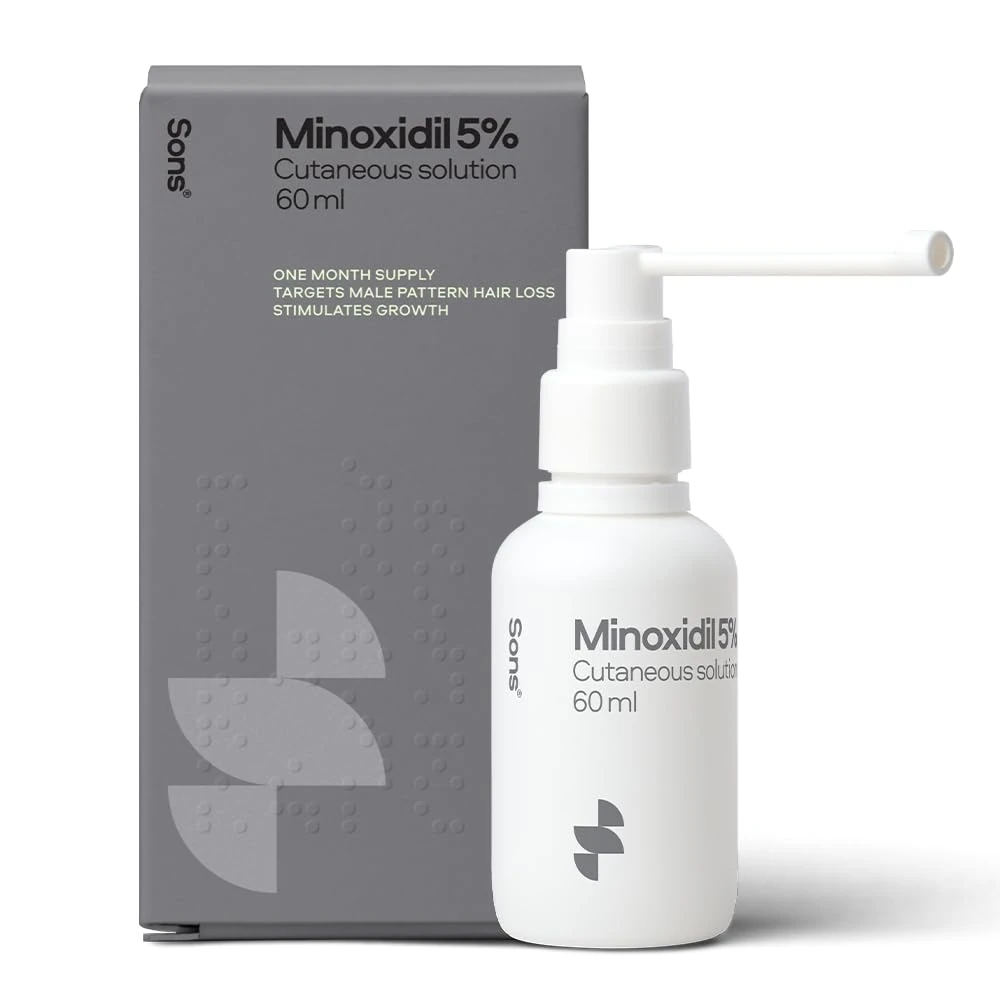 Sons Minoxidil 5% Spray for Men (1x60ml), Clinically Proven Hair Regrowth & Thickening Formula, Anti-Hair Loss Treatment, Stimulates Follicles, Easy to Use Precision Application System, Made in Europe