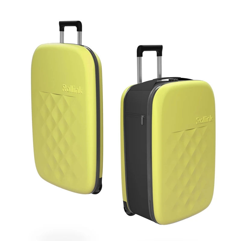 Rollink Vega II - The World's Thinnest Suitcase*Patent Pending* - Hand Luggage, Hardcase, Trolley, Wheeled Suitcase, Travel Suitcase, Boarding Luggage, Yellow Iris, Cabin S - 55cm, Trolley
