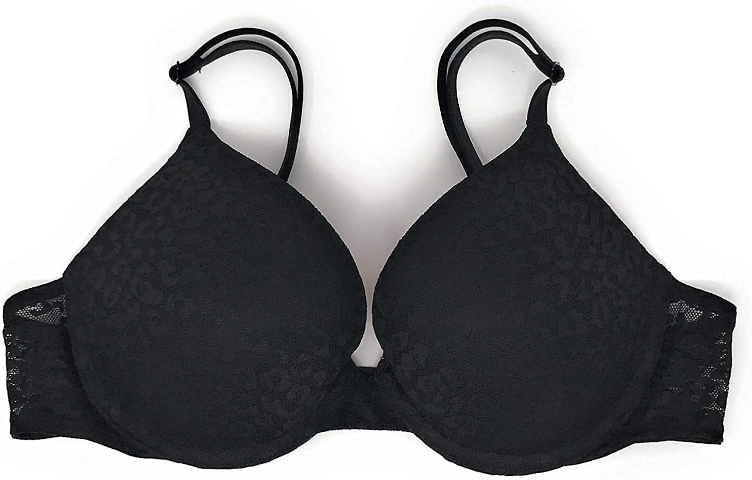 Victoria's Secret Pink Push Up Bra, Full Coverage, Padded, Smooth, Bras for Women (32A-38DDD), Black Leopard Lace, 36B