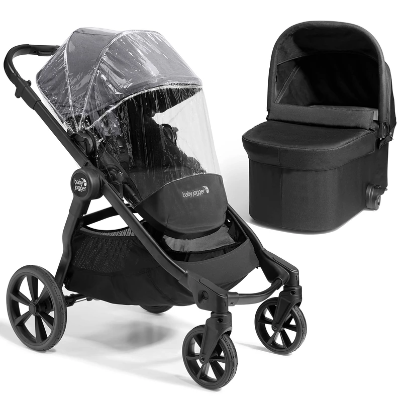 Baby Jogger City Select 2 Pushchair, Carrycot & Weather Shield | Lightweight & Compact Stoller | Converts From Single to Double | Radiant Slate