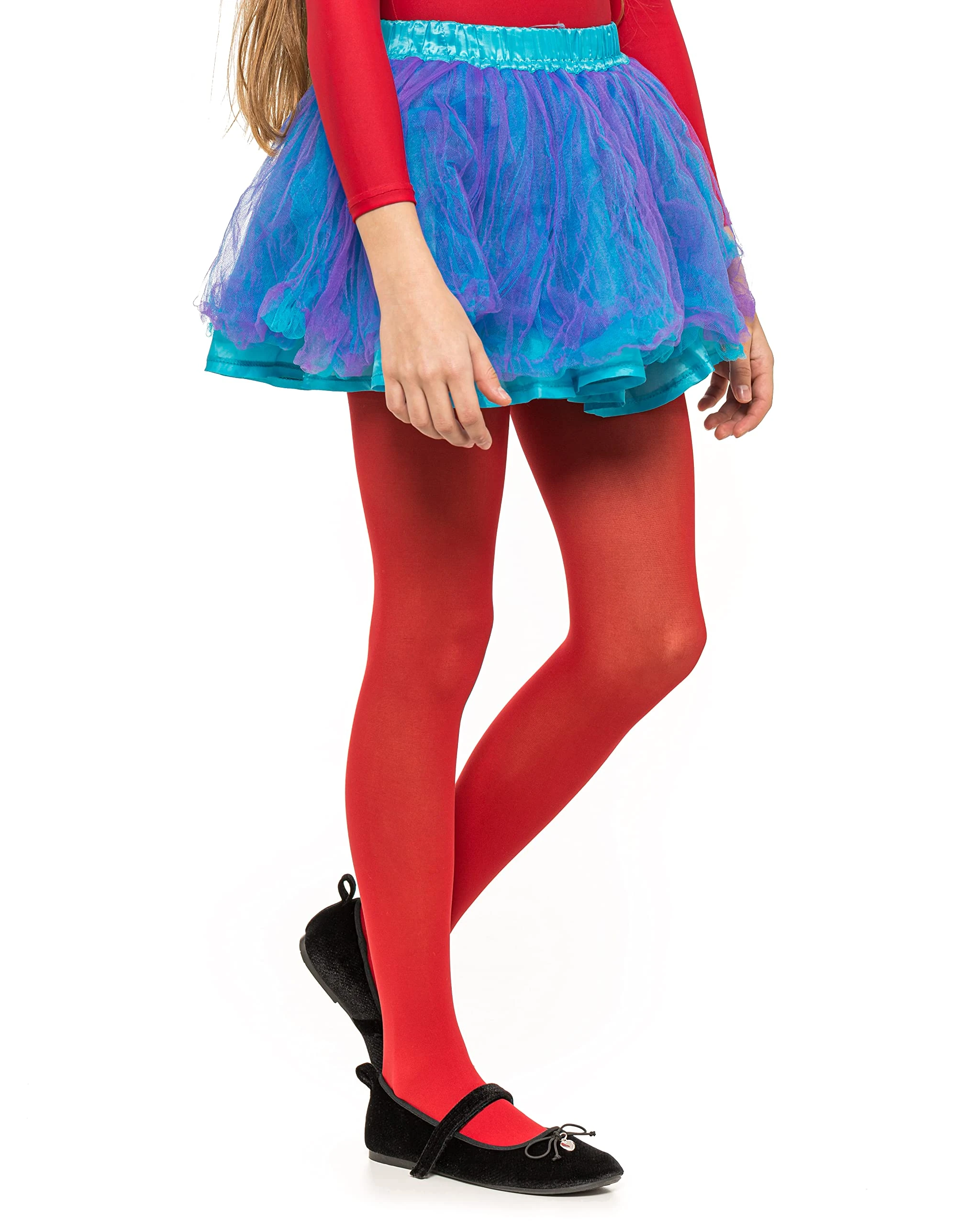 OVISSA Ballet Tights Girls School Tights for Kids Girls Strong Footed Soft Girls Ballet Tights School Uniform Dancing Sport 50 DEN with Microfibre 3-4 Years, Red